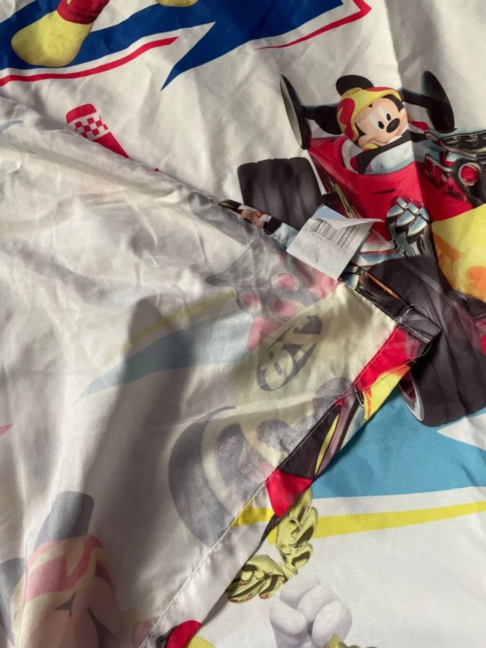 Disney Mickey Mouse Racing Car Twin Flat Sheet Cutter Crafts Sewing
